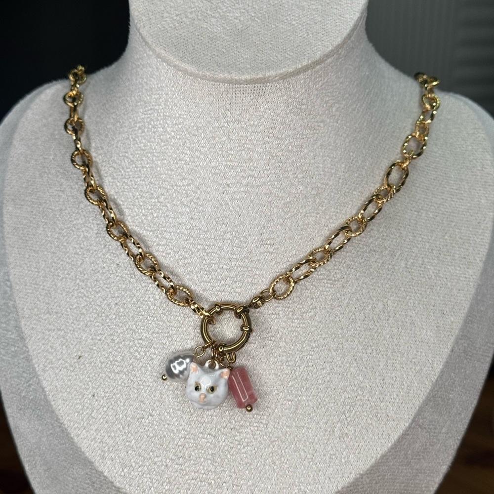 Gold Cat Charm Necklace - Picture 5 of 5
